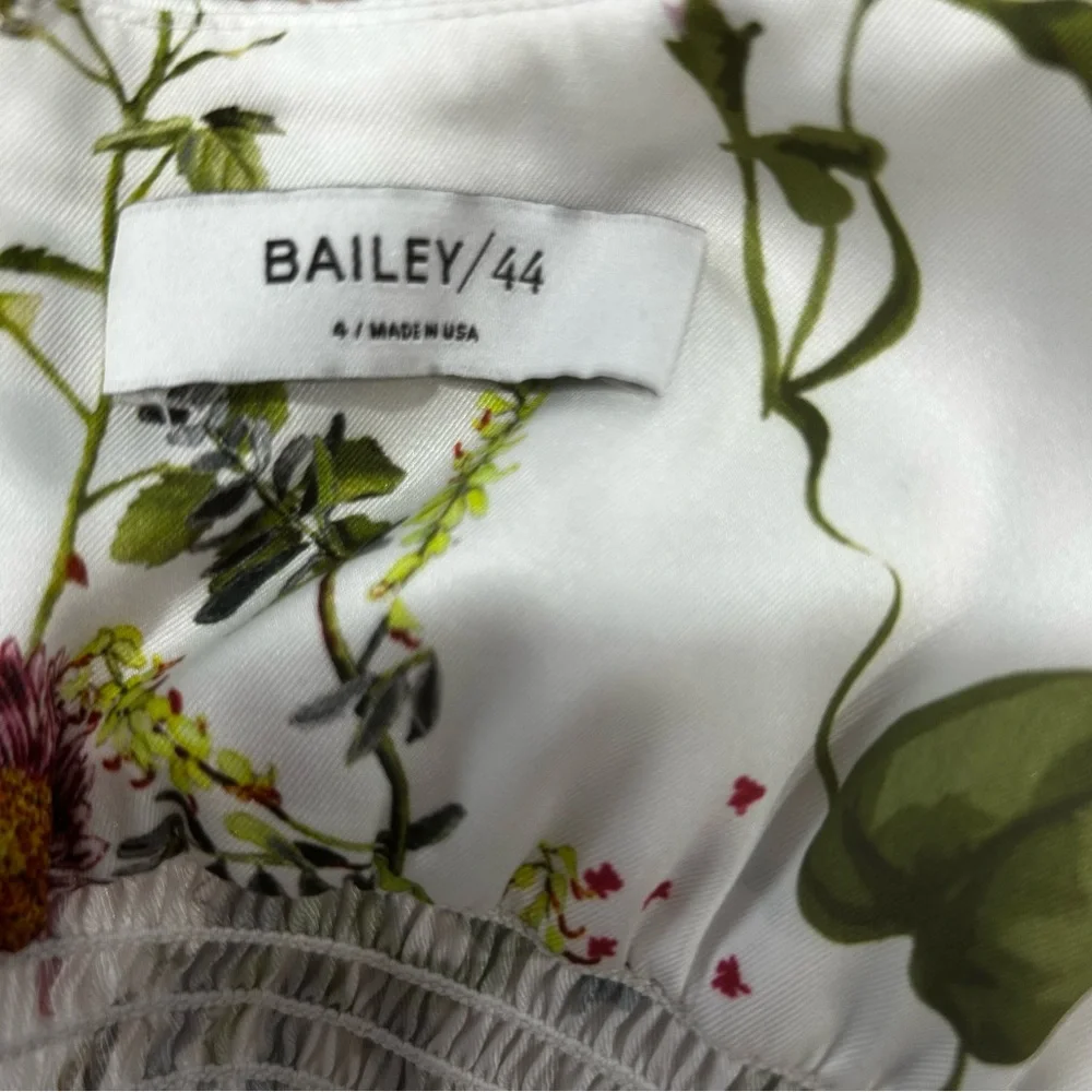Bailey 44 Puff Pastry Smocked Satiny Floral midi Dress SIZE 4 coquette feminine - Picture 4 of 16